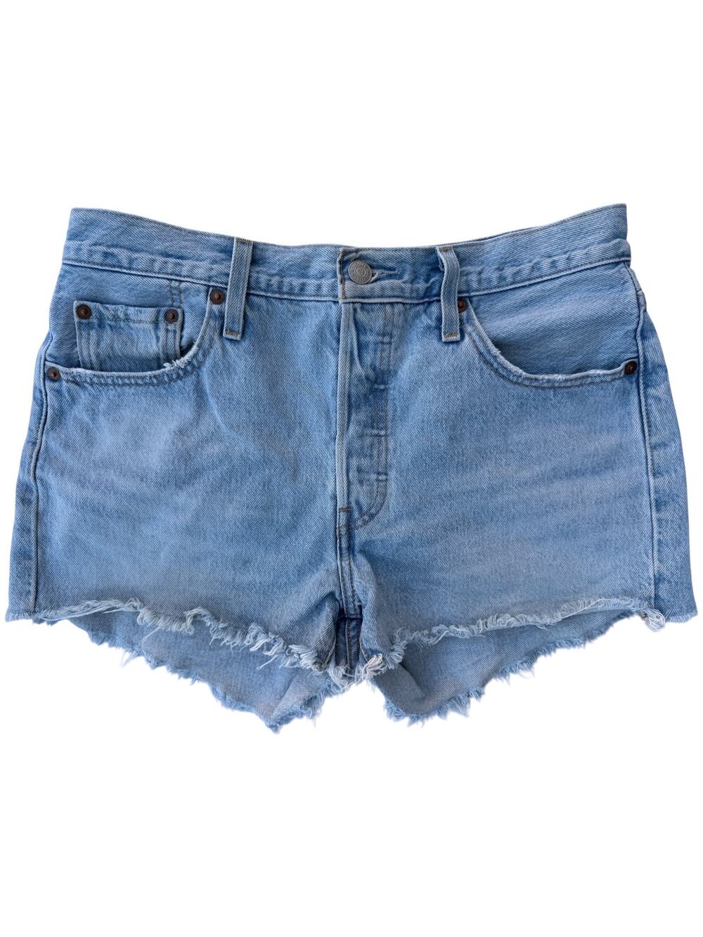 Levi's 501 Denim Shorts Womens 29 Cut Off Distressed Light Wash